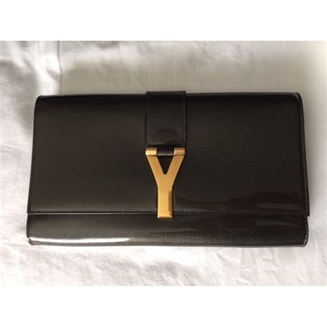 ysl grey patent clutch|authentic ysl handbag clutch.